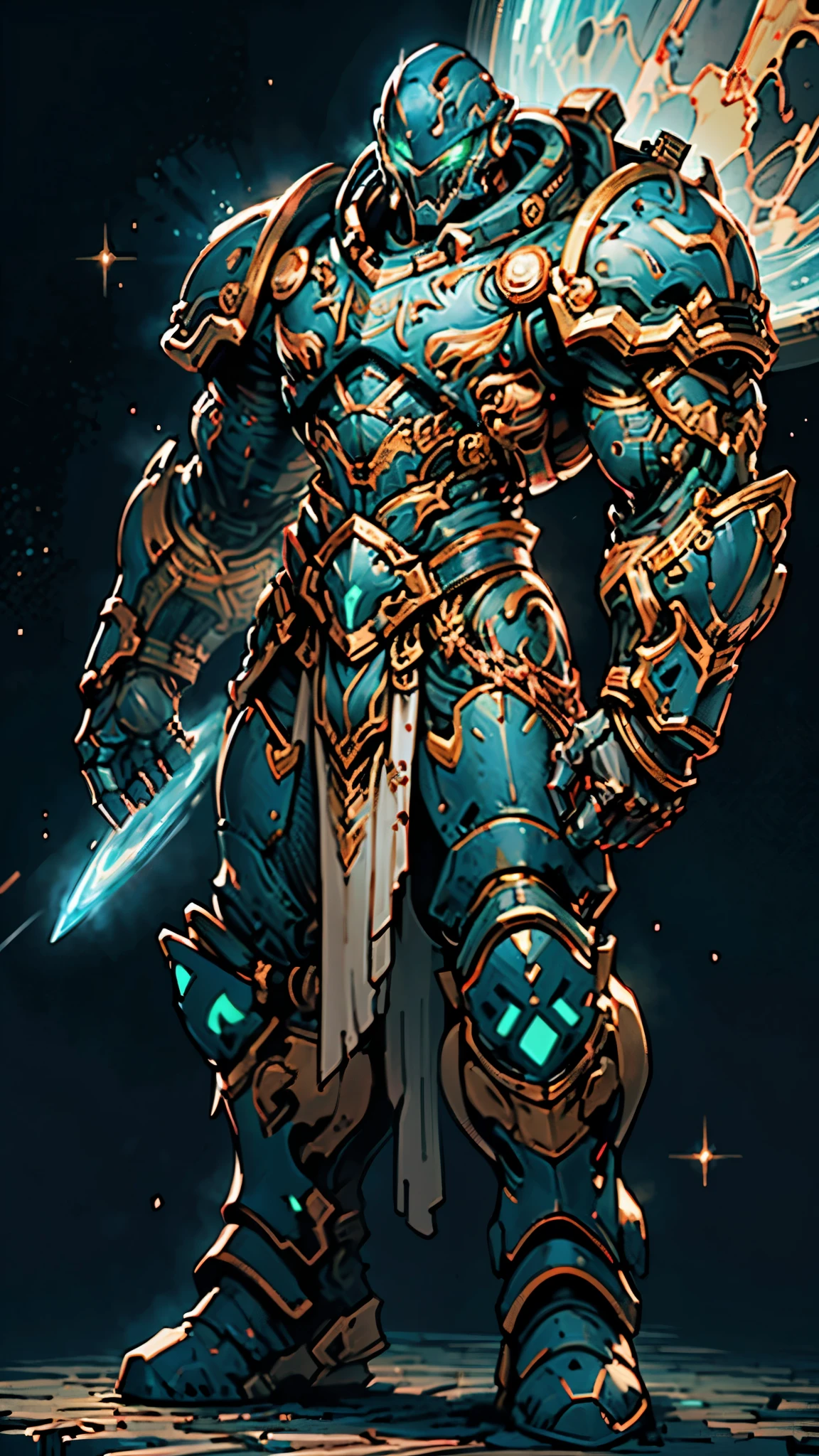 (masterpiece:1.5, best quality:1.5, extremely delicate:1.5), ((male:1.5)), a man wearing a full-face helmet, a biotech armored combat suit, green eyes, (a composite layered chest armor), fully enclosed shoulder guards, matching arm and leg guards, a belt of gemstone, (the color scheme is primarily Blue with White and Red accents), the design balances heavy with agility, a high-tech bio-mecha armor, (Armor Concept Inspired by Space Marines, stand of a futuristic sci-fi city), this character embodies a finely crafted Space Marines in anime style, exquisite and mature manga art style, (element, plasma, energy, the armor glows), metallic, high definition, highres, ultra-detailed, ultra-fine painting, professional, perfect body proportions, golden ratio, anatomically correct, symmetrical face, extremely detailed eyes and face, high quality eyes, creativity, RAW photo, UHD, 32k, Natural light, cinematic lighting, masterpiece-anatomy-perfect