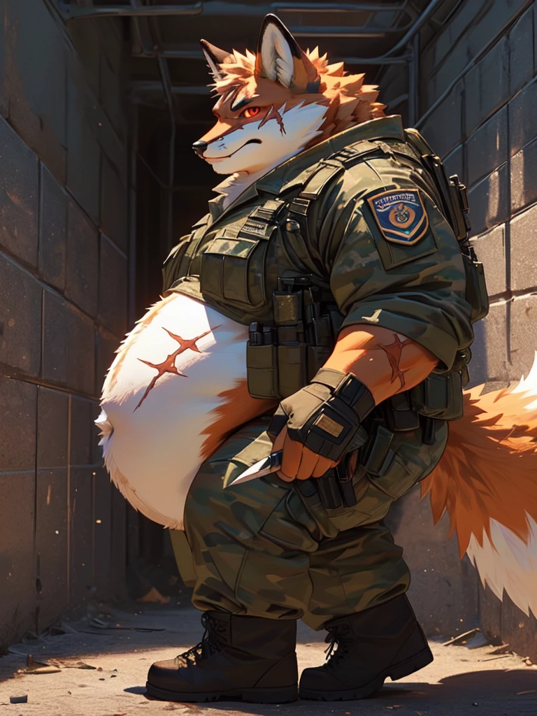 by sligarthetiger, sligarthetiger, (big butt), (big breasts), (thick thighs), (wide hips), female, squirrel, chipmunk, mammal, anthro, black nose, black eyes, bucktooth, swat uniform, fur, half-closed eyes, legwear, mostly nude, narrowed eyes, tail, tactical, weapon, curly tail, military base, military hat, sunny,