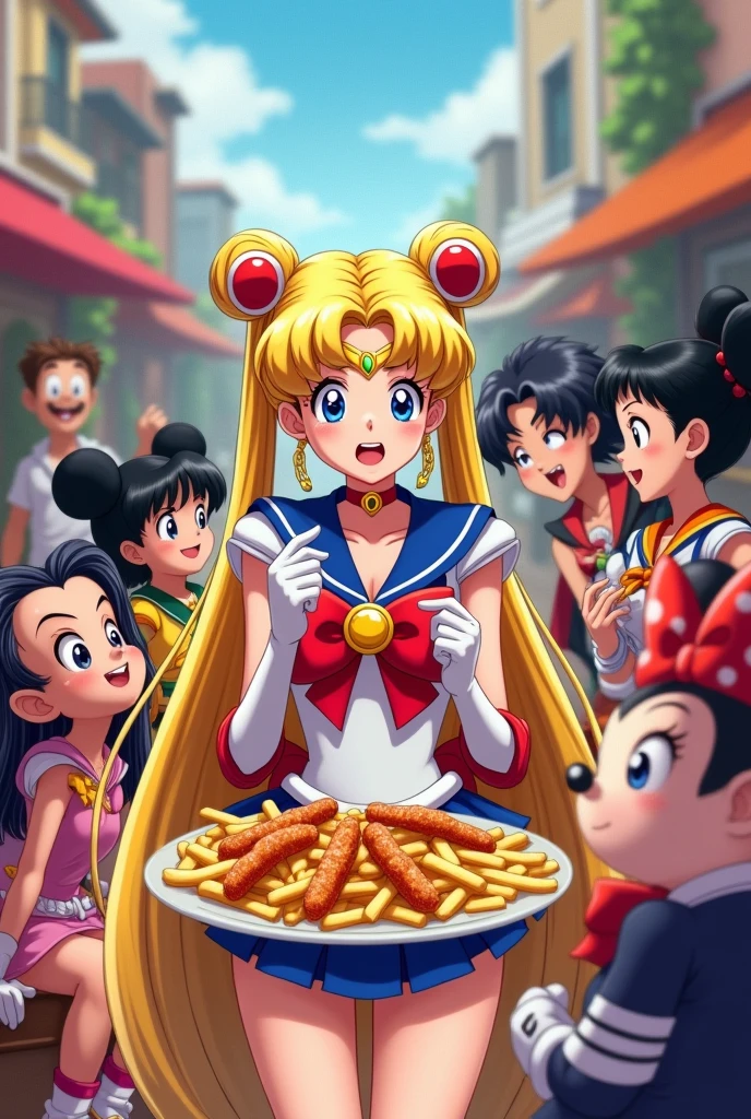 Drawing of Sailor Moon eating tacos