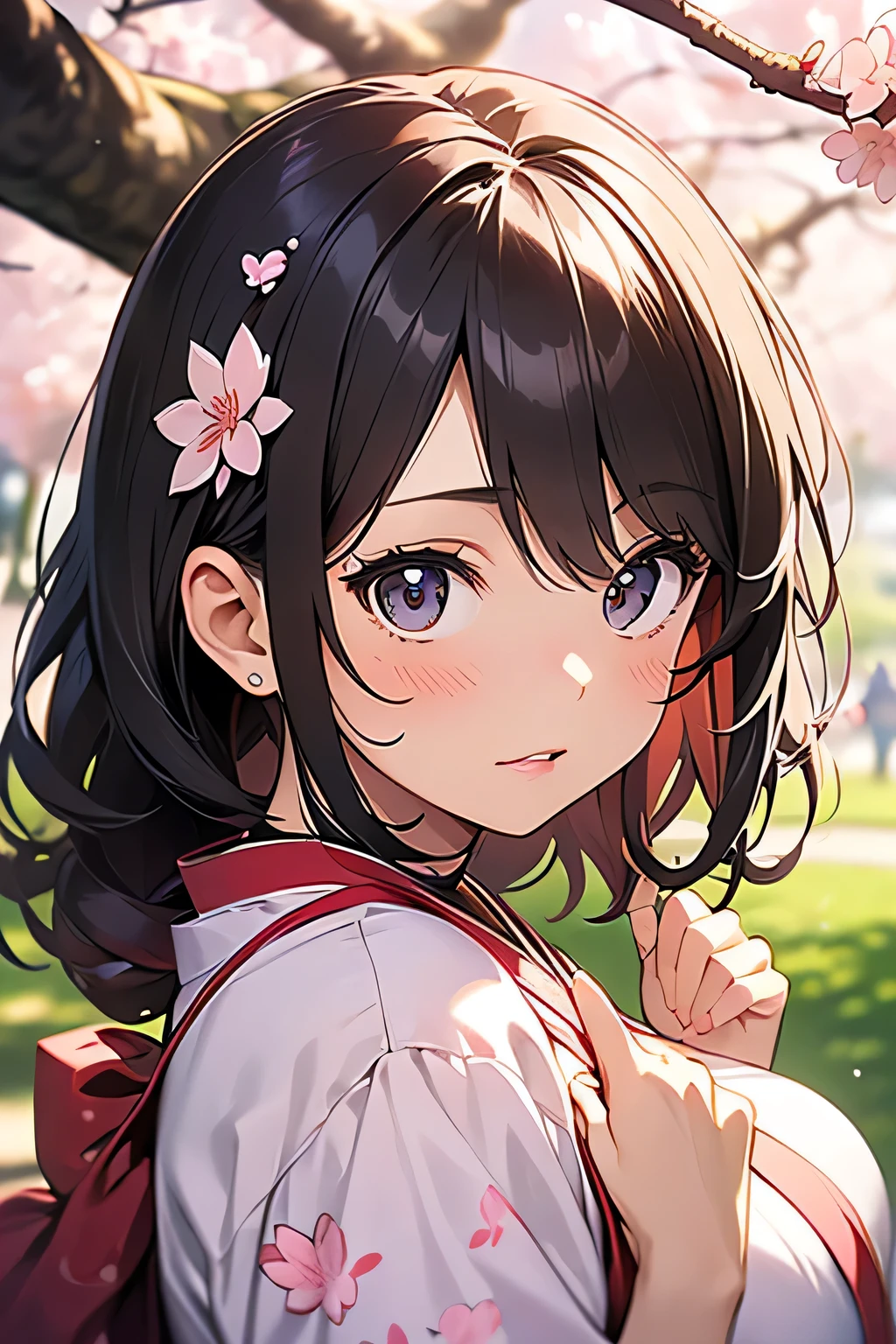 Anime girl with long hair and a flower in her hair - SeaArt AI
