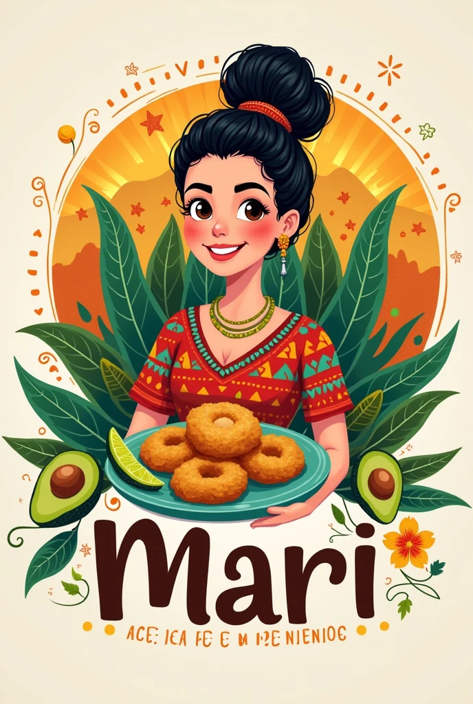 Logo cover for restaurant with Japanese characteristics, Italian pasta dough, Brazilian family, dark blonde hair woman, cooking with her long black haired Japanese husband, a with curly light brown hair, a little Japanese baby, with the name of the restaurant written "PraJapa", Indian spices and bottle of beer