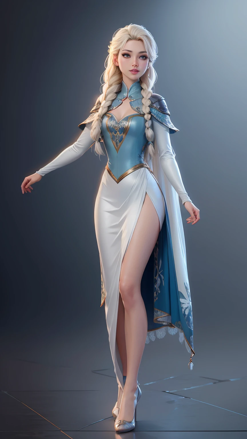 ((Full body photo, standing, feet on the floor)) Highly detailed CG unity 8k wallpaper, style shot, complex, high detail, dramatic, highest quality movie still image, very detailed, masterpiece, best quality, character design, Elsa, Elsa from Frozen, (( Dark style)), realistic ultra-detailed rendering style, natural light, sharp character design, (hard focus, 8k), (((natural skin texture))), 8k textures, soft cinematic lighting, adobe lightroom, dark room, hdr, Sophisticated, Elegant, Rich Detail, Sharp Focuilm Look) )), Soothing Tones, Detail Frenzy, Intricate Detail, Super Detail, Low Contrast, Soft Film Lighting, Dull Colors, Exposure Blending, HDR, Fade, 35mm, f/1.4, ISO64, f16, 25 sec.