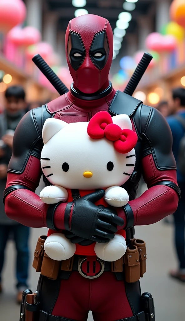 tony stark with hello kitty plushie