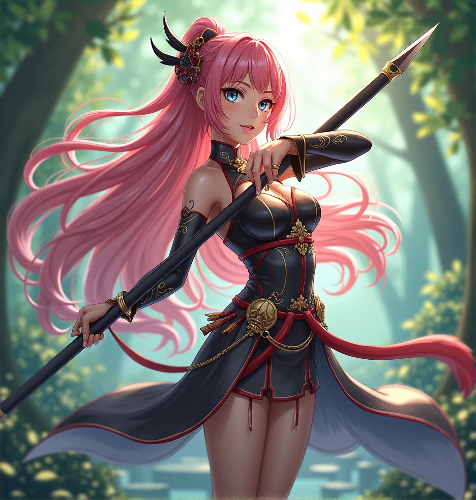 (high resolution, full body, soft skin:1.2),(best illustration,masterpiece:1.2),ultra-detailed,[(cat ears ,pink inside:1.2),vivid colors,sharp focus,portrait,studio lighting,bokeh, wearing a Black Princess Bow Sling Dress, spotlight background