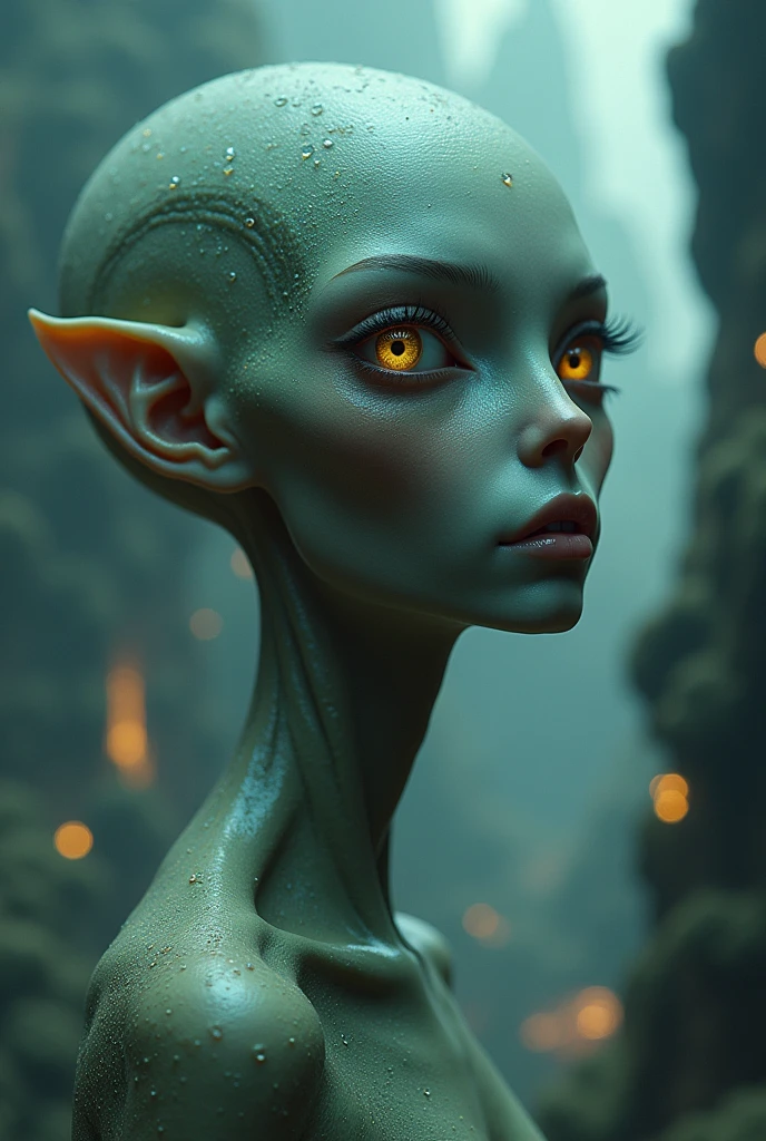 A spiritual astral creature with three large white eyes, no mouth and the nostril is identical to that of a snake.
Balance between the bad and the good.
Slender female body, Scrawny, Kale