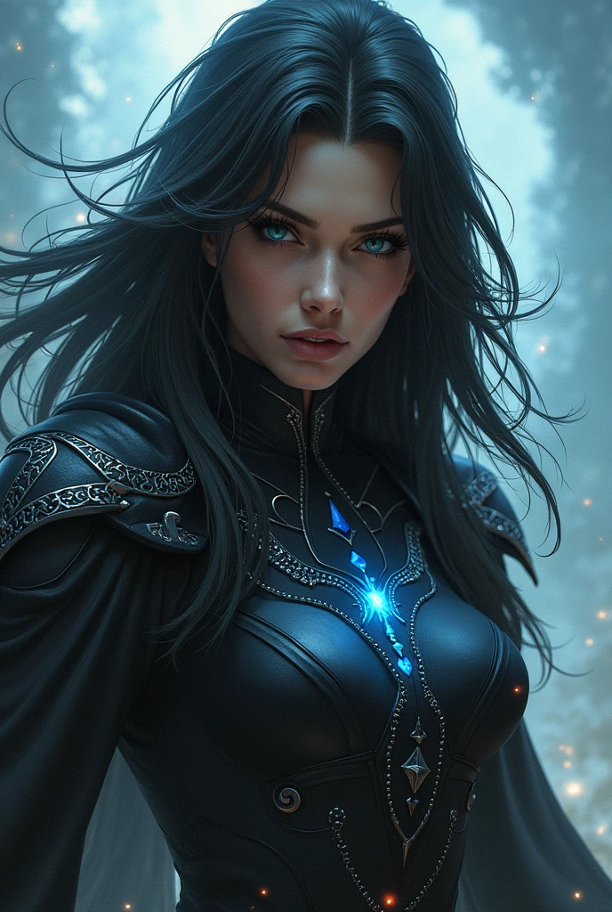 (masterpiece, best quality), <lora:add_detail_v5:1>, <lora:stylesqueeze_v1b:0.5>,
1 girl, adult (elven:0.7) woman,  hazel eyes, medium brown short hair,
 solo, upper body, detailed background, detailed face, (<lora:GothicHorrorAI:0.5>, gothichorrorai, gothic theme:1.1), blue winter warrior,   paladin, dynamic pose, hooded robe,  surrounded by magical aura, floating ice shards, icicles, cold, icy background, frozen natural landscape in background  epic atmosphere,