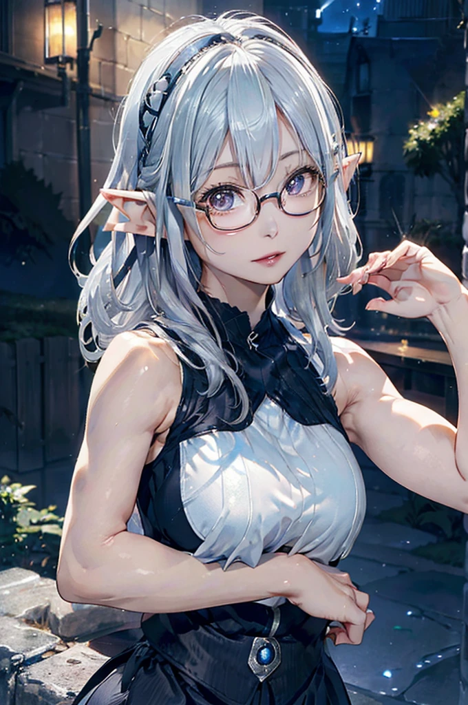 Trixie, blue-white hair, violet eyes, Average Breasts, naked ass, naked body, Masterpiece, (独奏:1.1), a perfect face, (vivid lighting:1.2),beautiful detail eyes, extremely detailed face, perfect  lighting, Masterpiece, Best Quality, ((mature female)), 30 years old woman, 1girl, hetero, Solo Focus, oral, pretty eyes, black glasses, sperm, on body, covered with sperm, The body is completely, legs separated, hairlong, A big smile, on the stage, The Magician's Speech
