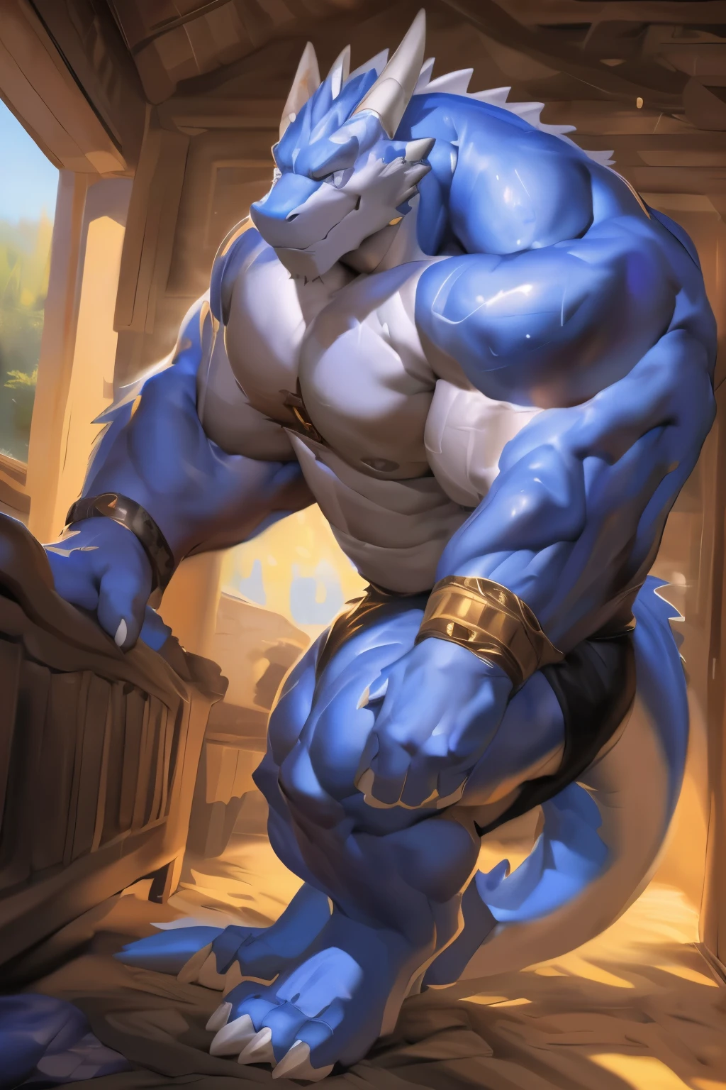human nature, male, solitary, ((the strong,mature and masculine face,the most masculine daddy in the world,serious face,smart and massive muscular)), ((huge white dragon,super massive muscular,Super masculine)),Feet facing the audience,((in the bedroom,thin clothes)),Sweat:1.5,high quality, ((8K,high quality, high resolution, masterpiece,anime)), cartoon,((by Chunie, by canyne khai, by t.y.starale,by nullghost,by travelor009,by pino daeni,by lingdong,by magangz,by kusunagi)),sfw,live and clear eyes,have eyeballs