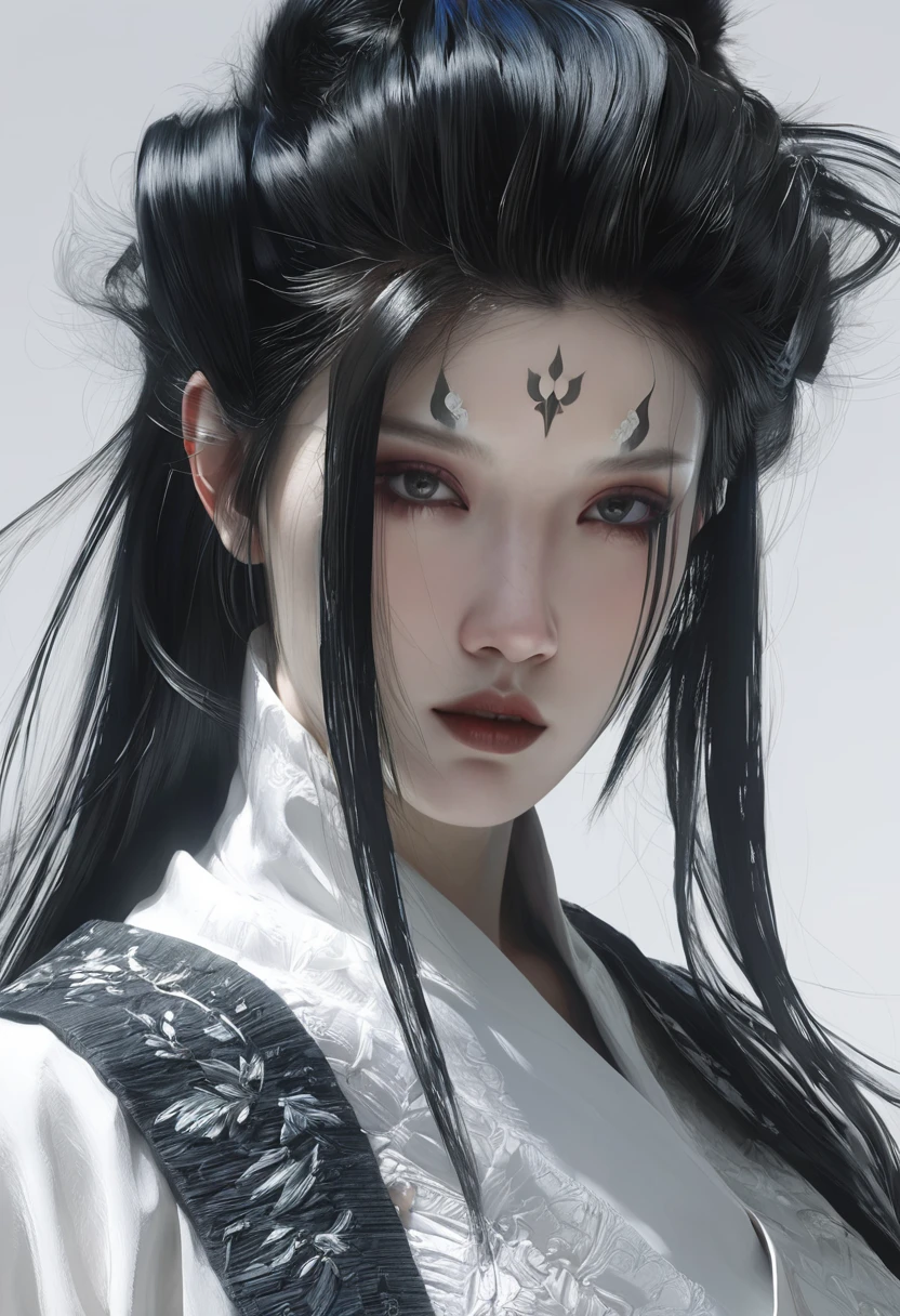 Black hair and white skin woman,Close-up of face， artwork in the style of Gu Weiss, Gu Weiss, the style of Wallop, ross tran and Wallop, Inspired by Wallop, Eve Ventro, in style of Wallop, Wallop and ross tran, Pan Chengwei on ArtStation, best on Wallop, Wallop |