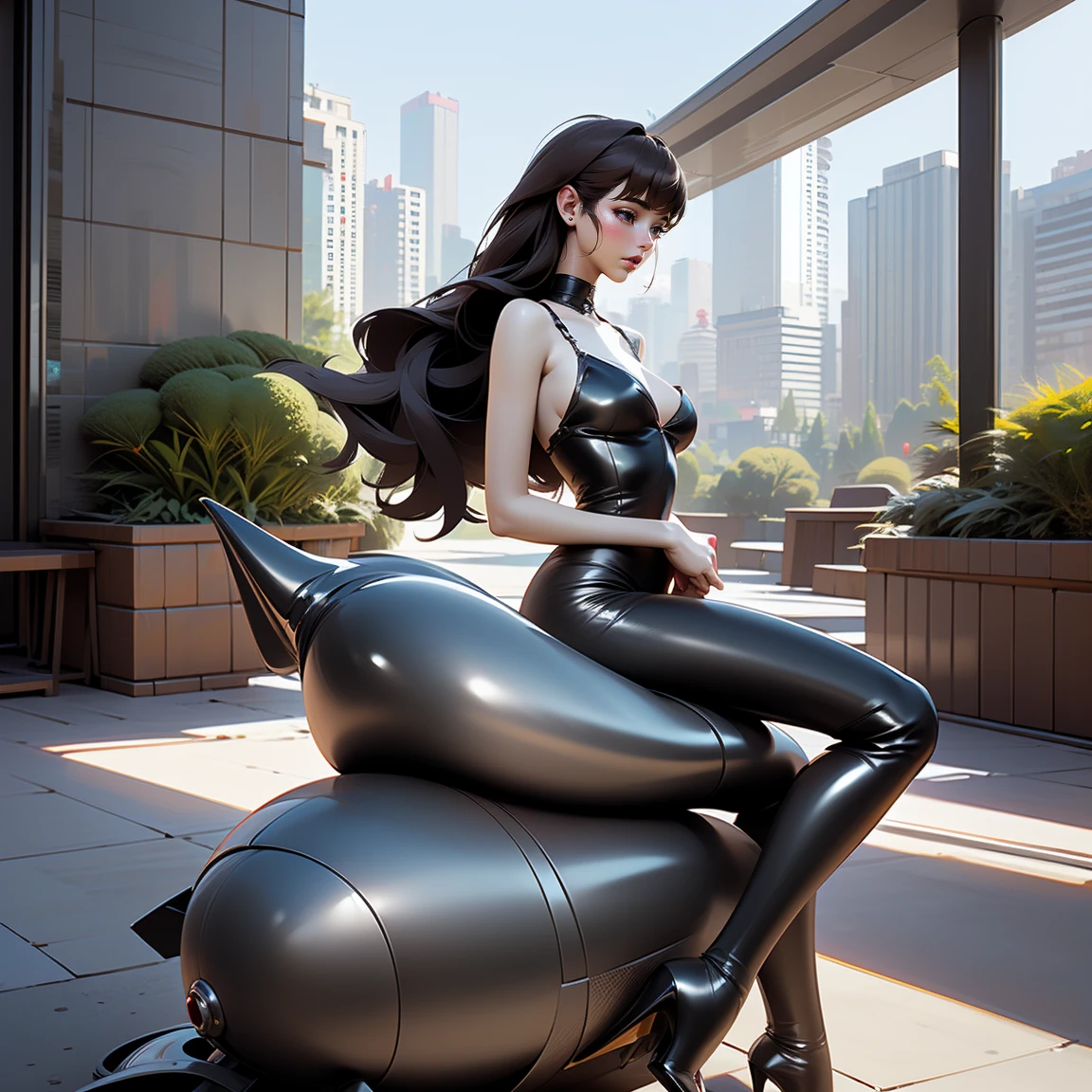 1 Girl，Practical，3d，Exquisite appearance，vogue photography , Inspired by Chinese Xianxia and cyberpunk。(Best quality,4K,8k,A high resolution,Masterpiece:1.2), (Realistic,Photorealistic,photo-realistic:1.37).，Shiny，Exquisite，Hell Girl，Riding a monster，Unreal Engine 5，Texture，