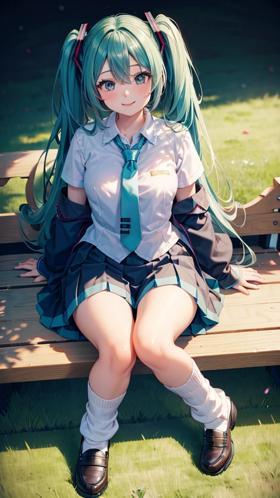 1girl,solo,censored,thighhighs,bar censor,skirt,long hair,outdoors, toy,,white thighhighs,day,vaginal,breasts,neckerchief,vaginal object insertion,small breasts,object insertion,hair ornament,spread legs,sailor collar,,green hair,high heels,pleated skirt,bangs,very long hair,serafuku,underwear,school uniform, juice,white footwear,hair flower,panties,no shoes,full body, riding,shirt,no panties,white shirt,masturbation,,blush,yellow eyes,black skirt,open mouth --auto