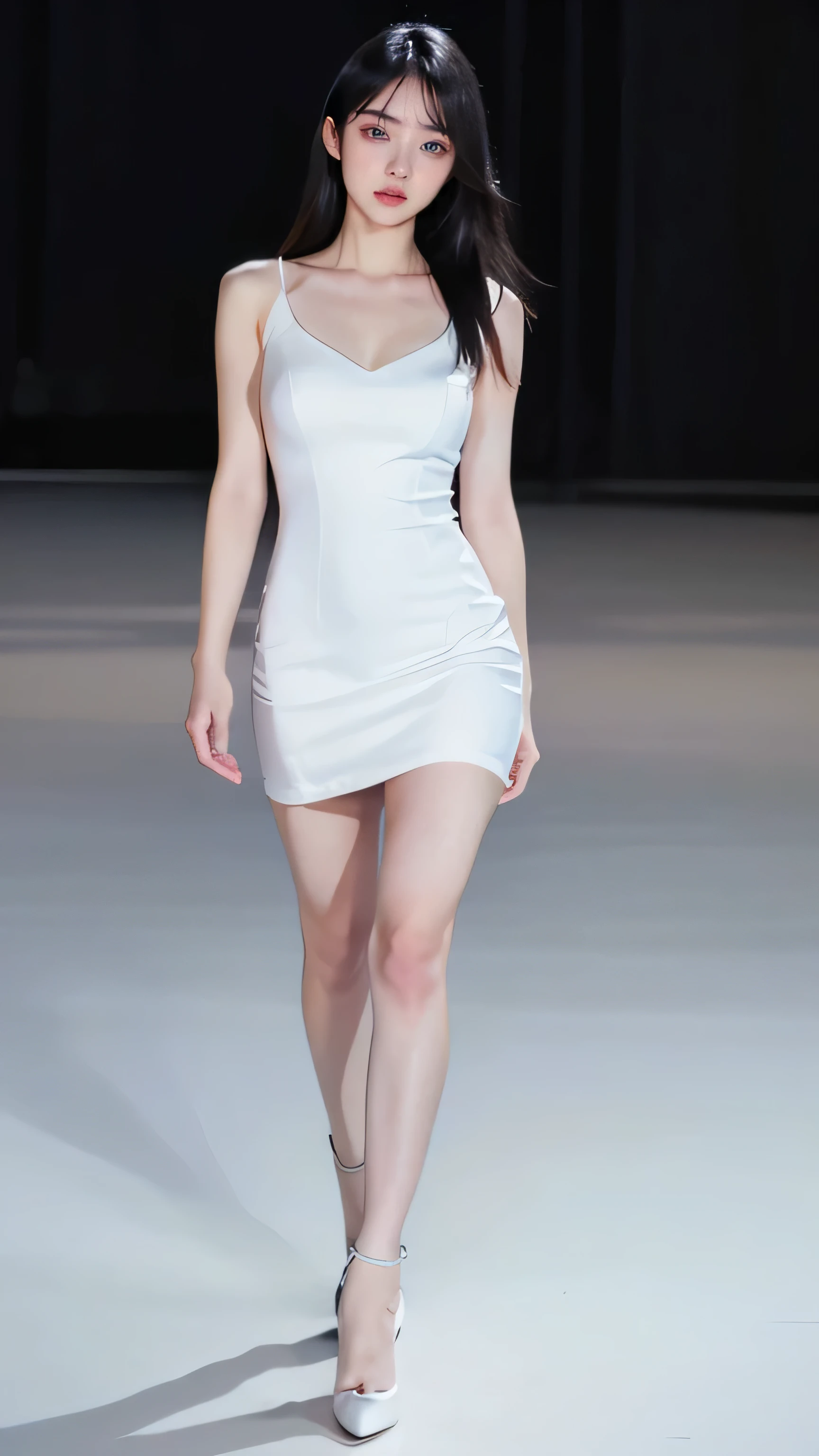 1girl in, (Smile:1.6) ,stunningly beautiful girl, Haute_Couture, designer dress, high-heels,high fashion,  High Brand,Famous fashion shows, (Indoor runway:1.4),Long shaped face, beautiful countenance, darkred eyes, Sandy Blonde Side Sweep Hair, Short hair, Long ringlet, catwalk,Red carpet,Colorful confetti, Vivid colors, masutepiece, Best Quality, absurderes, Highest Quality, Amazing details, 8K, Aesthetic,Perfect Lighting,Look at viewers,(dynamic ungle:1.2),Large stage