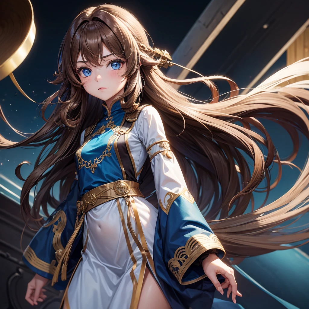 Brown Hair long hair Golden Eyes Cat Eyes Crying Mole Beauty beautiful Silver Angel White Feather Halo Starry Sky