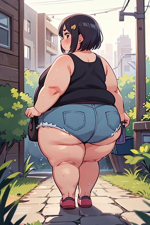 (giantess), (huge breast), Pleasure, Long legs, Sweat, yahagi_kantaicollection,A woman seen from the side,Underarm,ponytail,Dressed Woman,Repair Dock