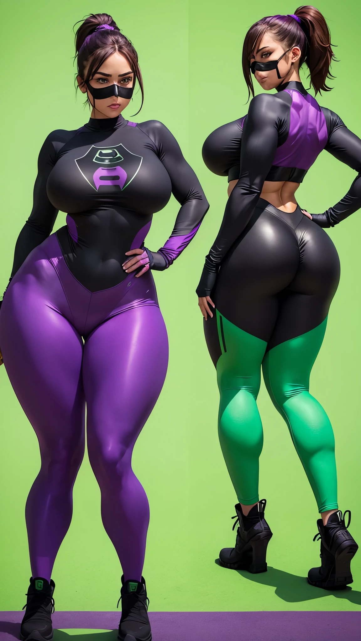 rap girl dancer, ebony, big afro, huge afro, massive afro, booty, big booty, massive booty, phat , lime green clothes, (((g string))), squatting, music video, music video set, thick thighs, massive thighs, huge thighs, sweaty, sweaty ass