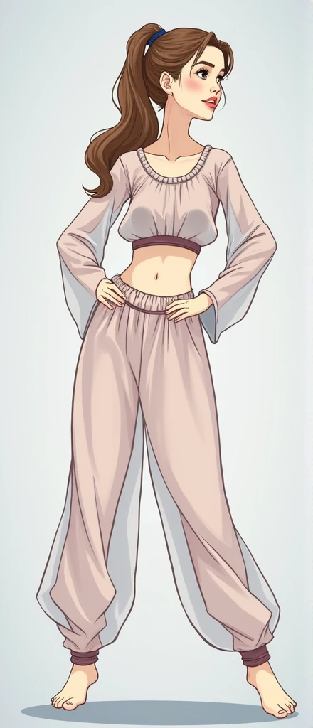 score_9, score_8_up, score_7_up, source_anime, rating_safe, solo, 1girl, hellsing, seras, indoors, wearing hijab, hijab, blonde, blue eyes, hair over one eye, crop top, denjm shorts, closeup, looking at viewr, boob window