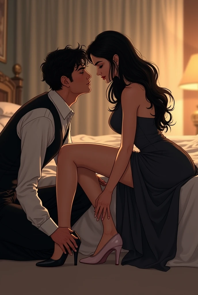 create a comic book of the chapter "a night of love" do livro "the love story of Fernando and Isaura"