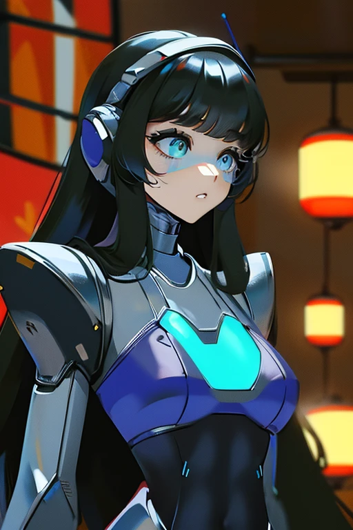 (best quality,highres:1.2),ultra-detailed,(realistic,photorealistic:1.37), vivid colors, detailed, high definition, sharp focus, studio lighting, Sexy girl, (full blue skin:1.1), Alien, Red futuristic Armor