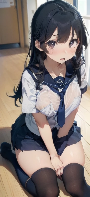 (Rear insertion position, ), Black Hair, Long Hair, Cute Hips, , ,(Cotton shirt、Linen long skirt、、White garter stockings),front , legs apart、sobbing、sobbing、hand_on_own_face,(bottomless)、nsfw、BREAK Perfect Anatomy、Highest quality、(cute:1.1)、(cute)、(High resolution:1.2)、Unbelievably absurd:1.3、Incredible illustrations、(cuteイラスト:1.2)、Beautiful background、(1 girl) 、solo)、(10th Generation、JK、Loli face、Small breasts:1.2)、slender、、(skirt lift,),、(tooth:0.6)、、Eye highlights、（anal,sex、1dog（penis））　Girl raped by her dog