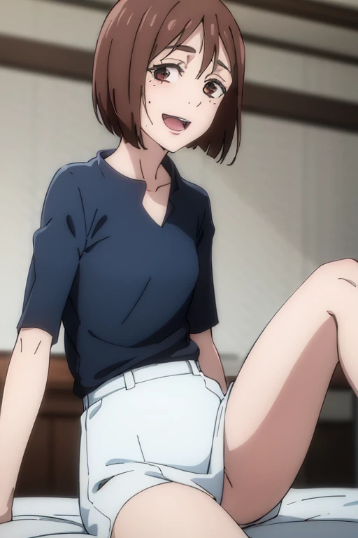 ((Best Quality)), ((masterpiece)), (be familiar with), Perfect Face, indoor, bedroom, Watching the audience,
One woman, Ieiri Glass,
Open Mouth, Ecstatic expression, blush, smile,
Small breasts, Flat Chest, , , child, Girl,
Short Hair, Short Hair,
Leg spread,