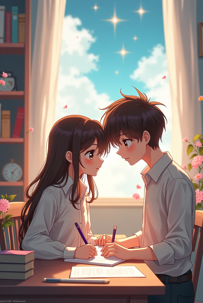 Prompt 1: A romantic scene where one zboy (age 21 year) writes "Dil" in a letter, and the recipient holds the letter close to their heart with tears of joy in their eyes.