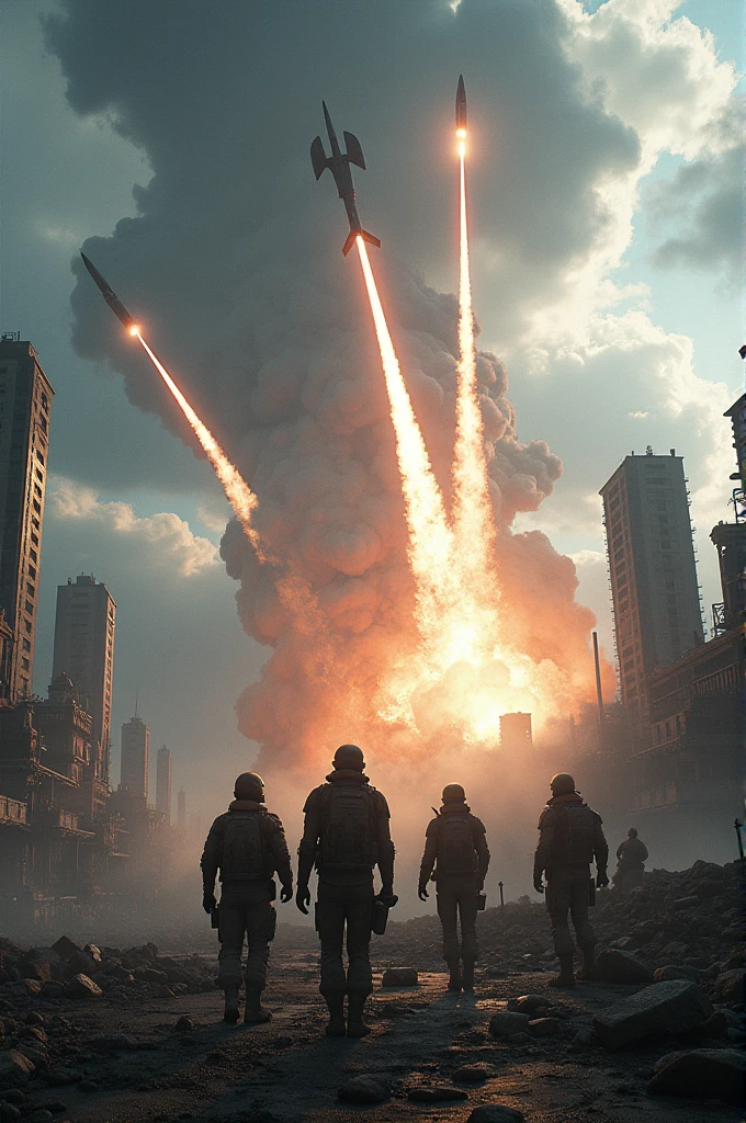 ((best quality)), ((masterpiece)), (detailed) , create me an image where there are purple blocks falling from the sky , and on the ground there are people waiting for these blocks to catch them , the blocks are on fire, (in the image are a lot effects that u can see)