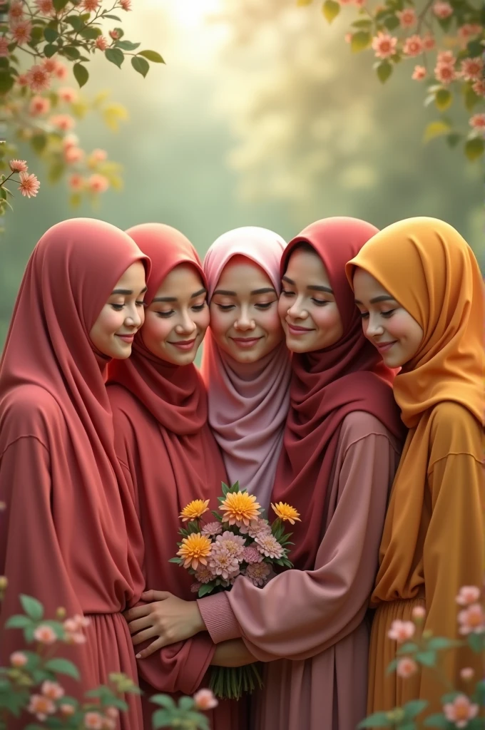 three pretty malay naked hijab girls, realistic