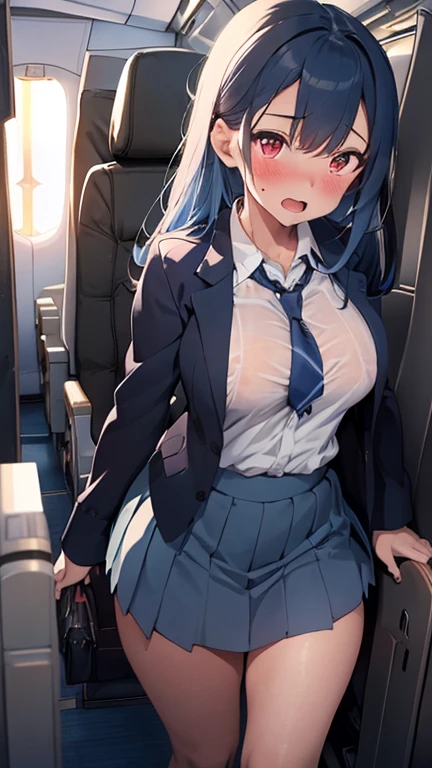 NSFW:1.9. The penis is inserted into the vagina:1.9. A mature, blue-haired high school girl is raped on a crowded train、High 、Gal、Intense sex:1.9 Surprise、Sweat, penis, man&#39;s hand:1.3,White underwear:1.3. Molester、Hands touching buttocks:1.9