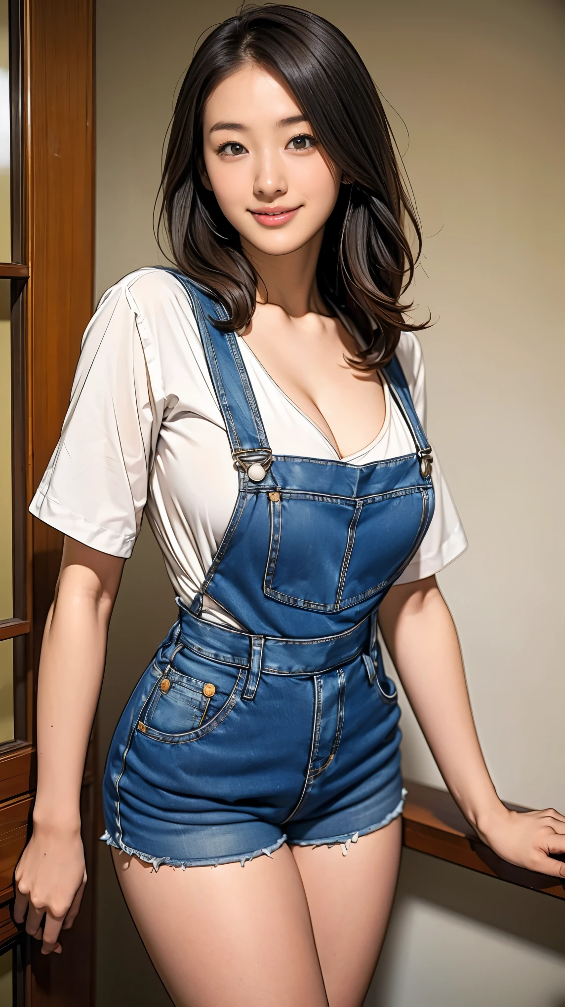 Masterpiece, realism. Atmosphere of ancient Egyptian pyramids at sunset. 1 girl,solo,tall,perfect athletic, slender hot body proportion, Wear a thin light earth tone shirt, overalls,jeans,Suede ankle boots,(super cuteness Face), shiny skin, looking at viewer,medium breasts, (delicate face, clean face and skin), perfect detail, messy and seductive, looking at viewer,background detailed, smooth rhythm, elegant, luxurious, extremely detailed,(revealing a glimpse of cleavage :1.1),dynamic light, dynamic pose,delicate proportions, each part carefully expressed, appropriate style, bold paint lines, simple and flat design, full body 3/4,detailed and perfect anatomy, detailed fingers,short bob hairstyle,flowing hair, monolid eyes, grey eyes, eyeliner, lipstick, light passing through hair, spot color, cute face, perfect face, hot, elegant, perfect face, detailed face, desire, erotic, sexy pose, romanticism,perfect light,64k UHD, C4D style, sharp focus, octane render, complex details, highest resolution, perfect details, fashion magazine,Best Shadows, colorful and vivid, 