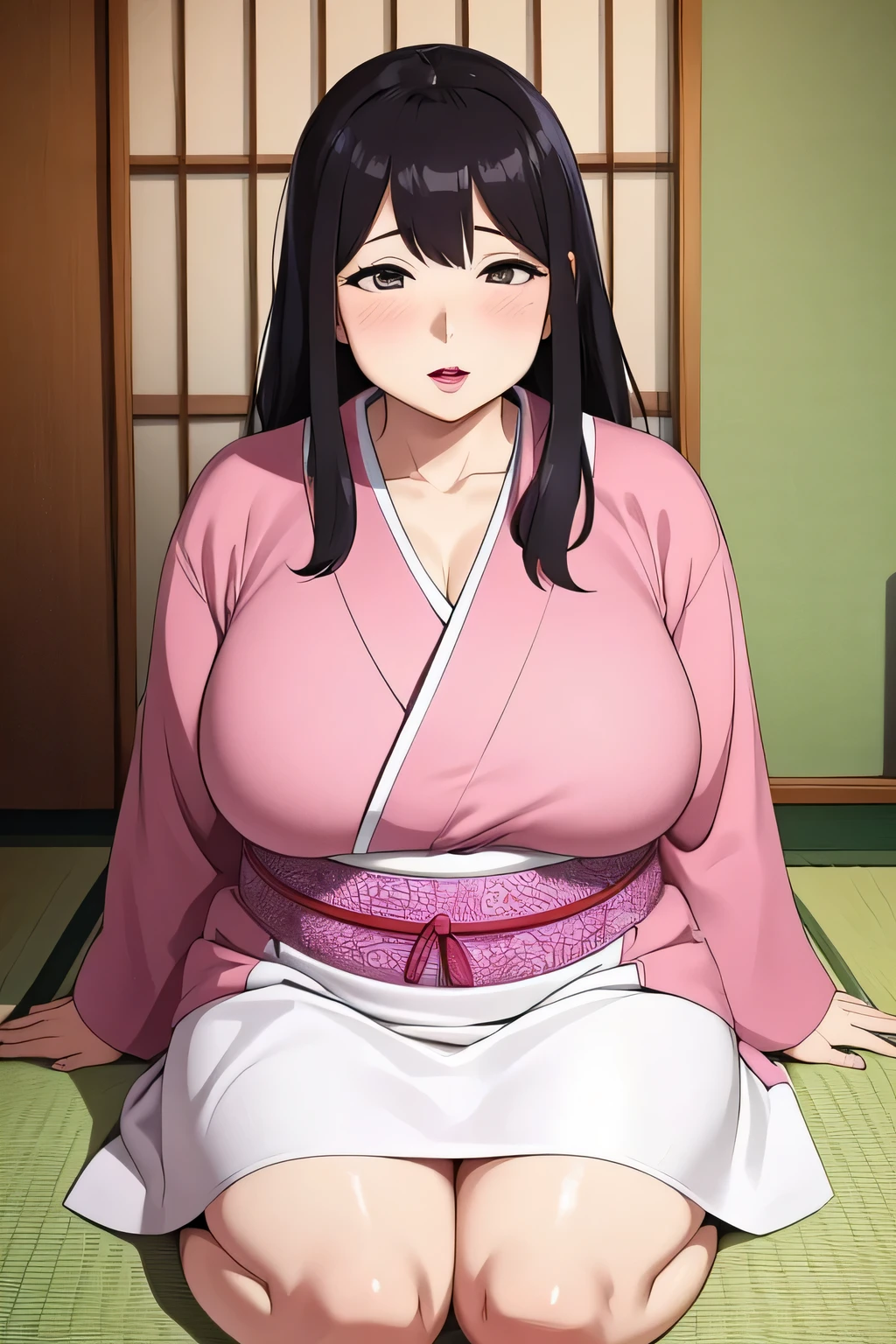 A beautiful 15-year-old pregnant princess from the Sengoku period with long black hair　Gorgeous embroidery, Ultra glossy, She is wearing a shiny princess kimono　She is forced to embrace an old man in front of her lover.　Intense foreplay　Fluid spurting from her nipples　The old man massages her breasts