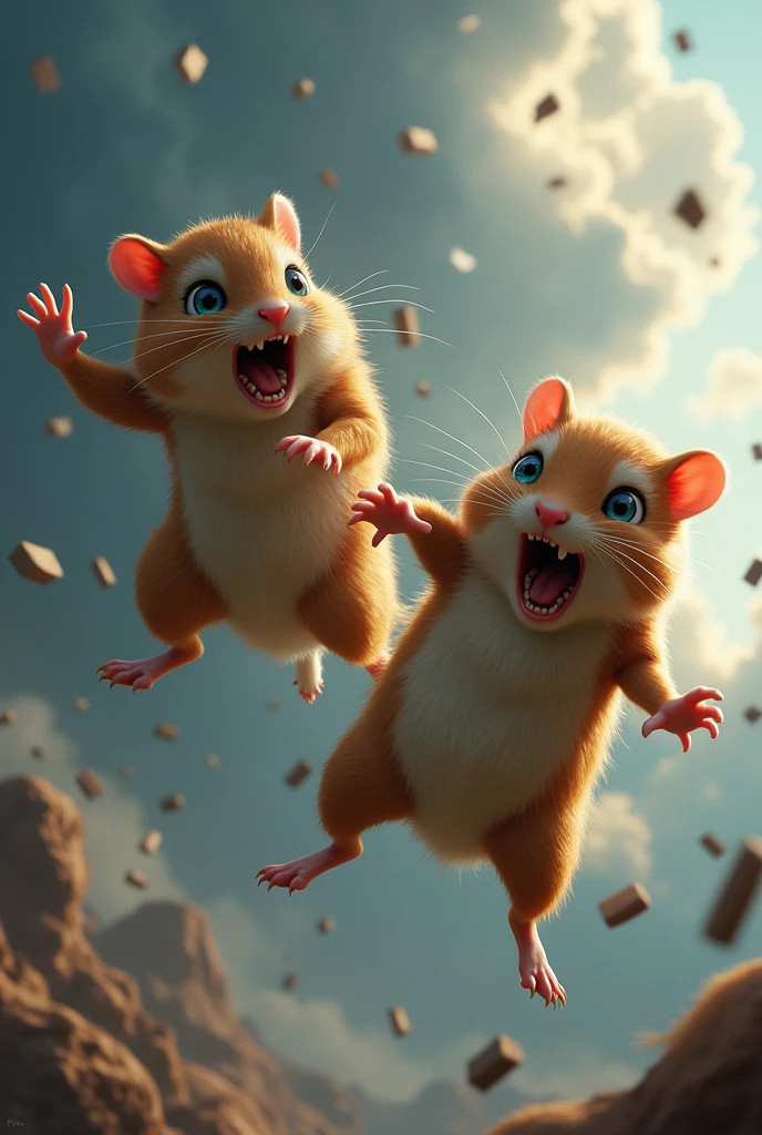 A very dynamic scene. Funny crowd of jumping very funny alien animals. Jump in and enjoy a group photo, a closeup of a, Very funny and diverse in shape and size cheerful fluffy animals, Disney Pixar Style, super realistic, Cinematic, Gloomy blurred background, Light haze.