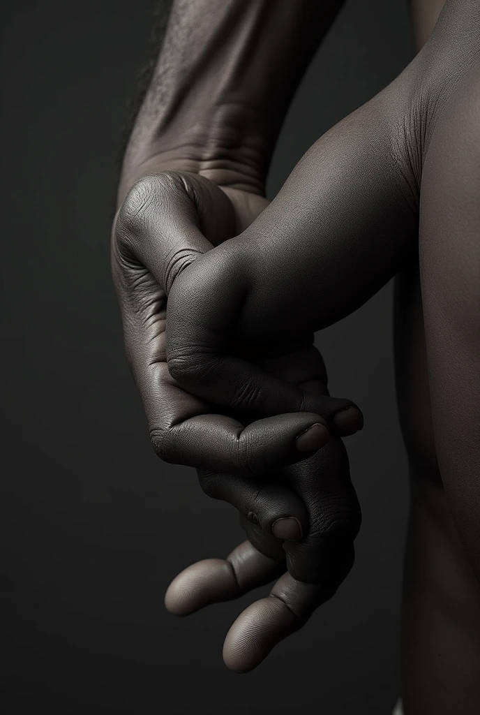 A black man with four arms and eight legs screams