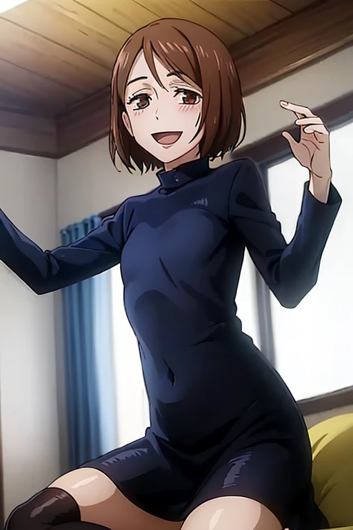 ((Best Quality)), ((masterpiece)), (be familiar with), Perfect Face, indoor, bedroom, Watching the audience,
One woman, Ieiri Glass,
Open Mouth, Ecstatic expression, blush, smile,
Small breasts, Flat Chest, , , child, Girl,
Short Hair, Short Hair,
Leg spread,