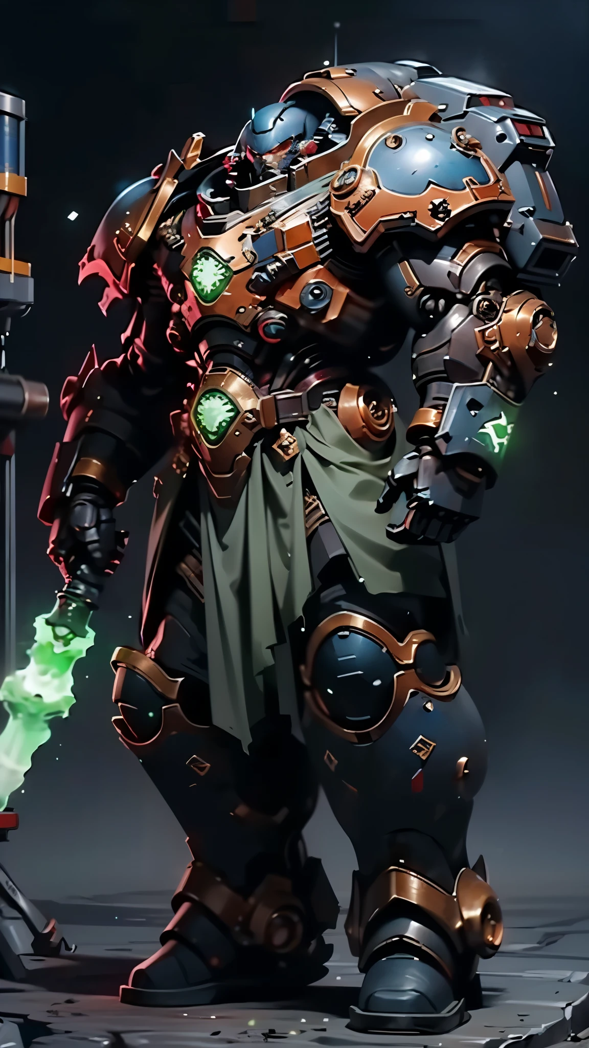 (masterpiece:1.5, best quality:1.5, extremely delicate:1.5), ((male:1.5)), a man wearing a full-face helmet, a biotech armored combat suit, green eyes, (a composite layered chest armor), fully enclosed shoulder guards, matching arm and leg guards, a belt of gemstone, (the color scheme is primarily Blue with White and Red accents), the design balances heavy with agility, a high-tech bio-mecha armor, (Armor Concept Inspired by Space Marines, stand of a futuristic sci-fi city), this character embodies a finely crafted Space Marines in anime style, exquisite and mature manga art style, (element, plasma, energy, the armor glows), metallic, high definition, highres, ultra-detailed, ultra-fine painting, professional, perfect body proportions, golden ratio, anatomically correct, symmetrical face, extremely detailed eyes and face, high quality eyes, creativity, RAW photo, UHD, 32k, Natural light, cinematic lighting, masterpiece-anatomy-perfect