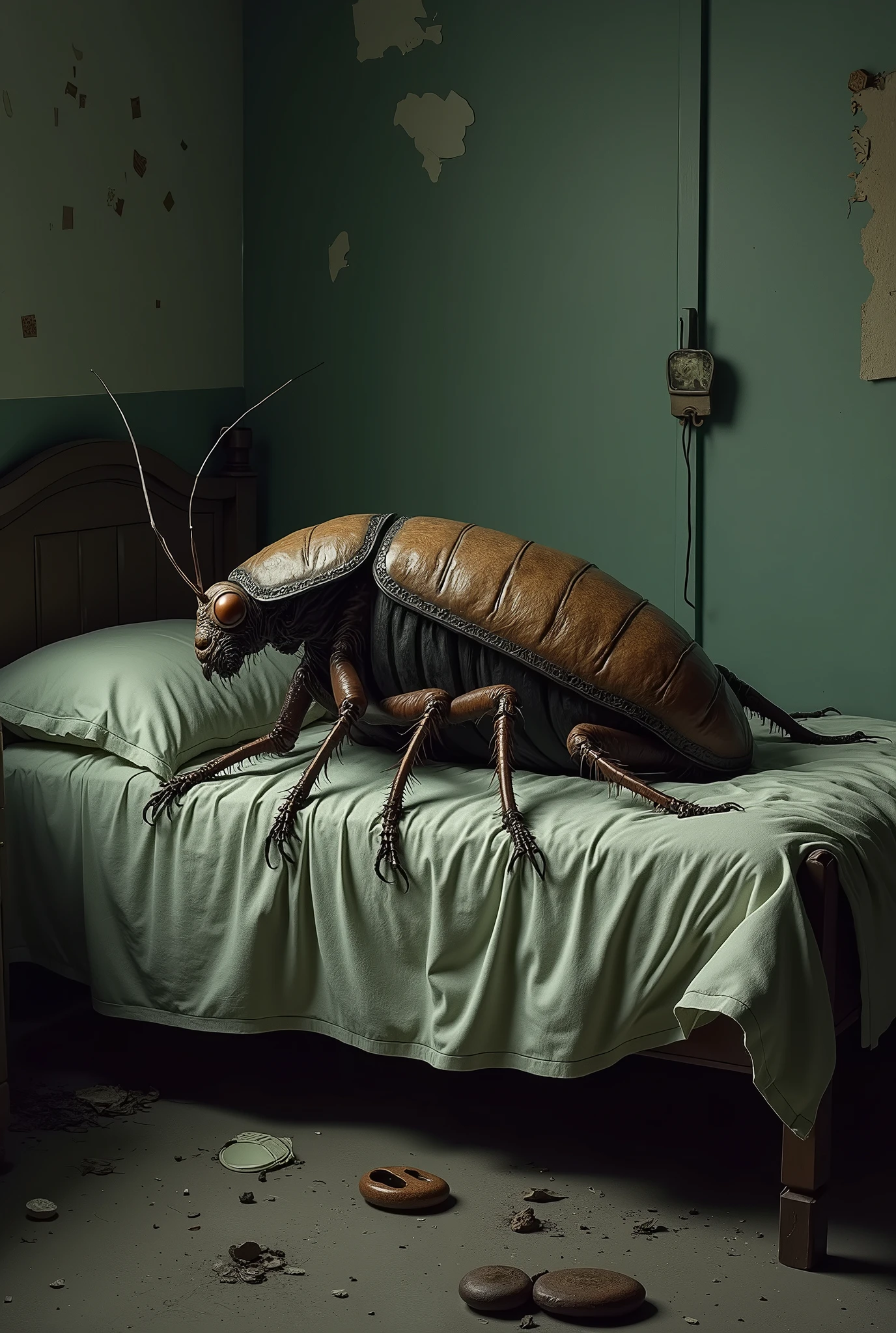 Image of the book "metamorphosis" by Franz Kafka, Gregor Samsa in bed