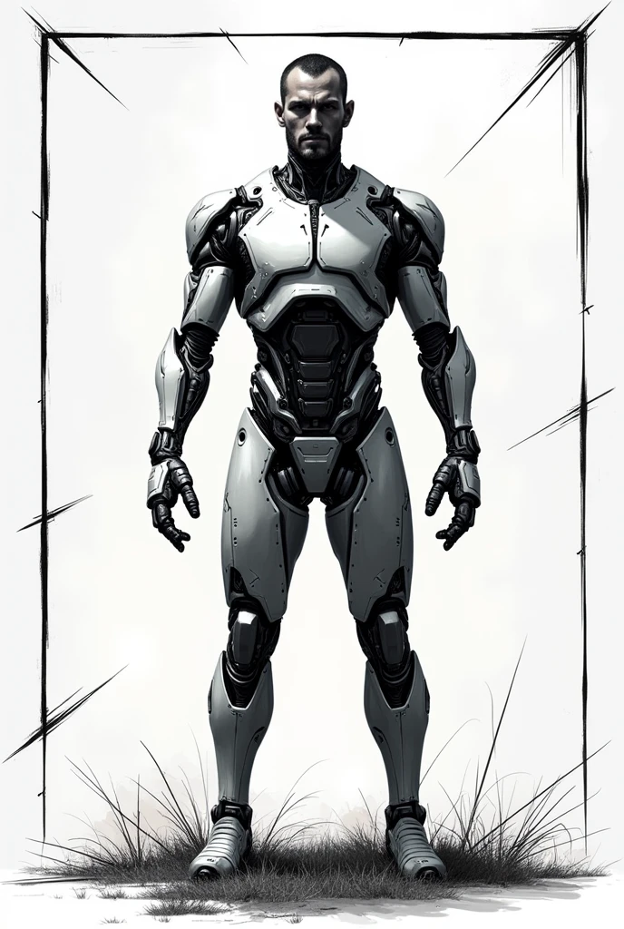 create a yin yang image with robot body in drawing