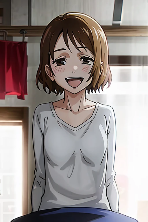 ((Best Quality)), ((masterpiece)), (be familiar with), Perfect Face, indoor, bedroom, Watching the audience,
One woman, Ieiri Glass,
Open Mouth, Ecstatic expression, blush, smile,
Small breasts, Flat Chest, , , child, Girl,
Short Hair, Short Hair,
Leg spread,