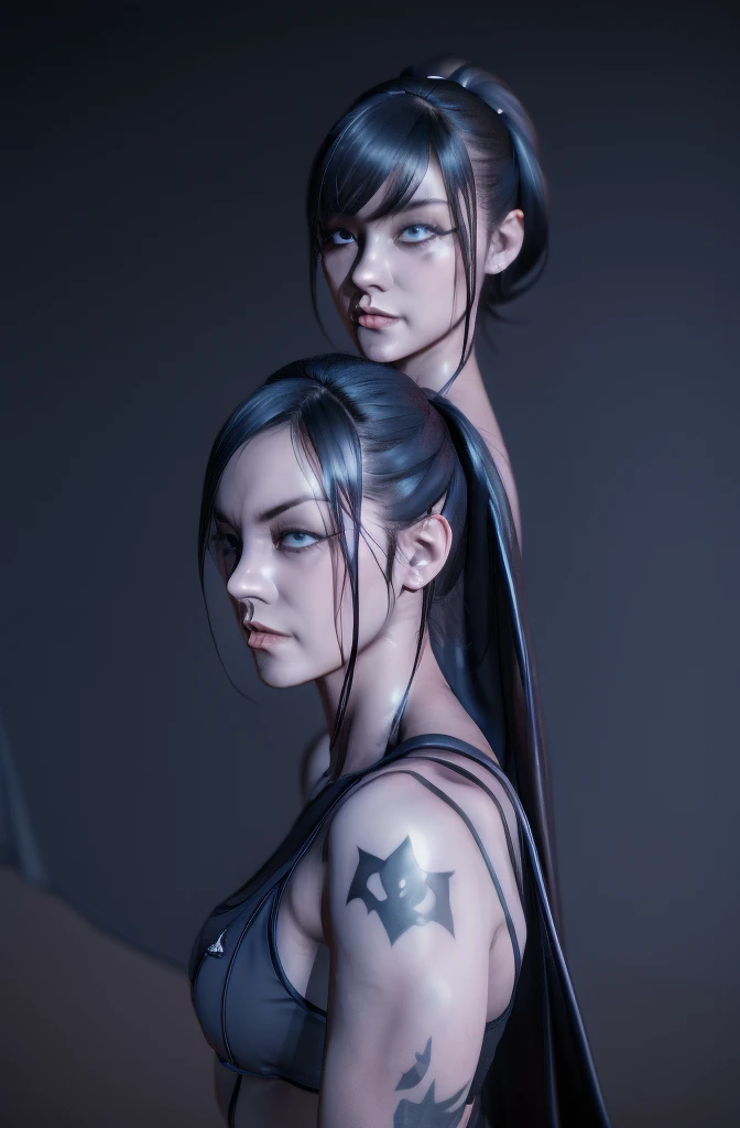 Tattoo Girl, so beautiful, Murderous, Cute woman, betrayal, anger, Dark Background, 8k, Dynamic Wallpaper, Very delicate, Very Dark  