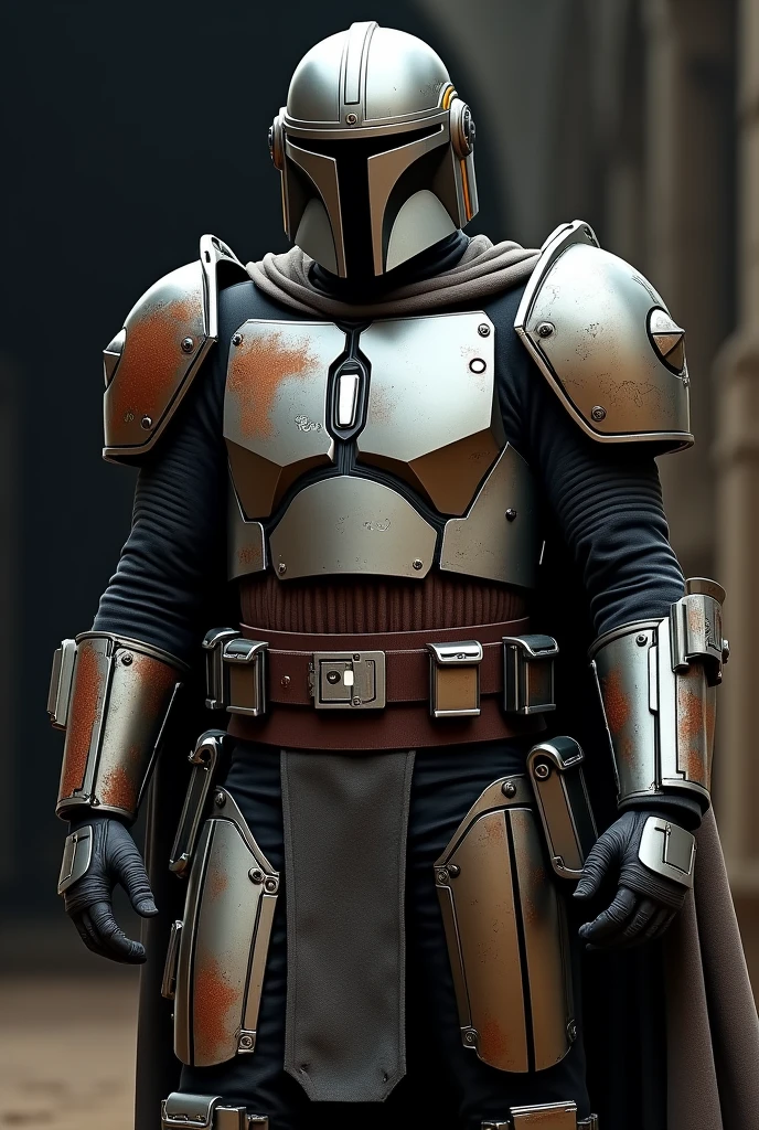 close-up, woman wearing kintsugi armor, kintsugi mandalorian, science fiction, blue kintsugi, bokeh, cracked armor, dark, cold light, scuffed <lora:kintsugi:1>