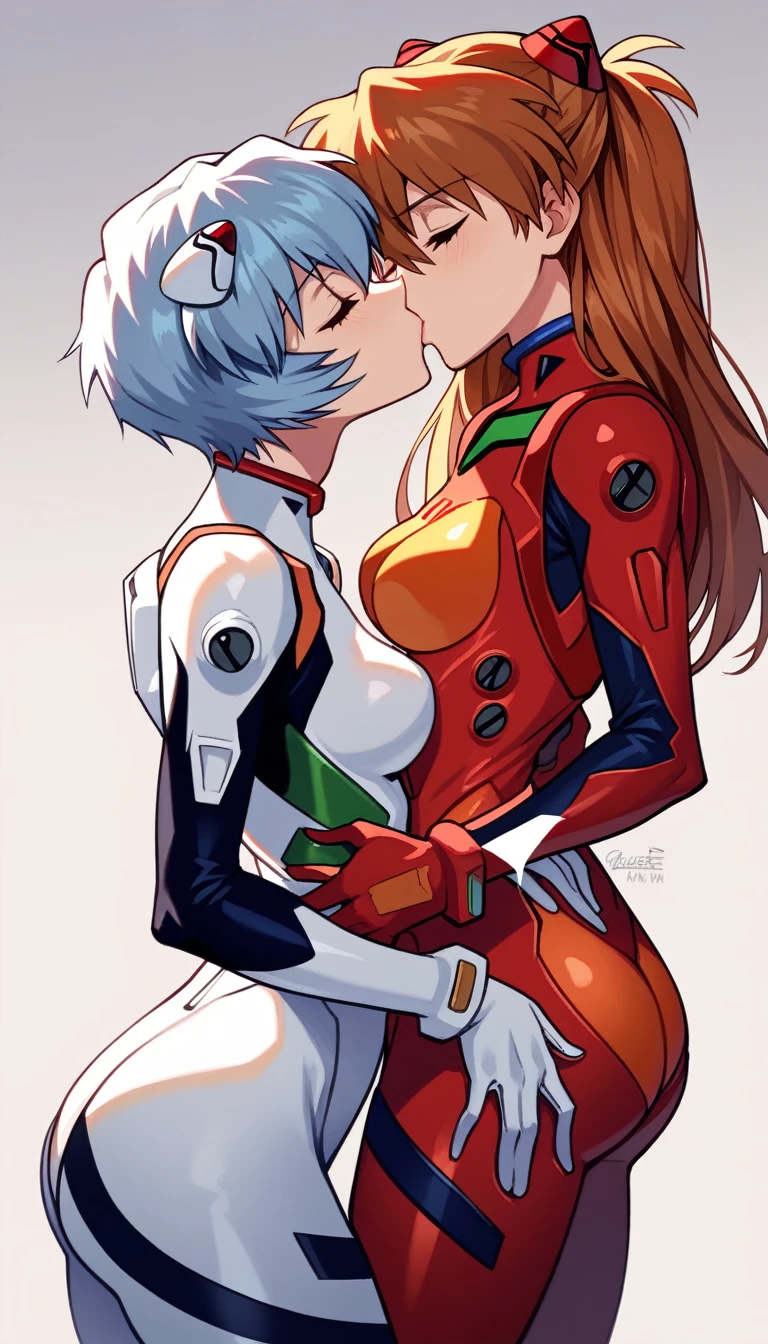 score_9, score_8_up, score_7_up, score_6_up, score_5_up, score_4_up, (source_anime), 2girls, neon genesis evangellion, ((asuka langley soryu, girl, small breasts, {sucking breasts})), (( rei ayanami, small breasts, big ass)), yuri, Technological place, breast sucking, tongue, far, full body