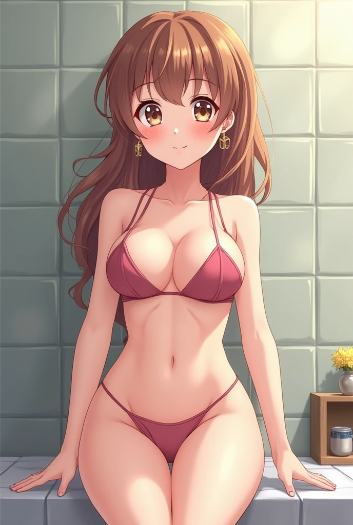 When i want to see a naked character i see on with a bikini, i dont want that, draw me a completely naked anime girl in the shower with big boobs and a big ass