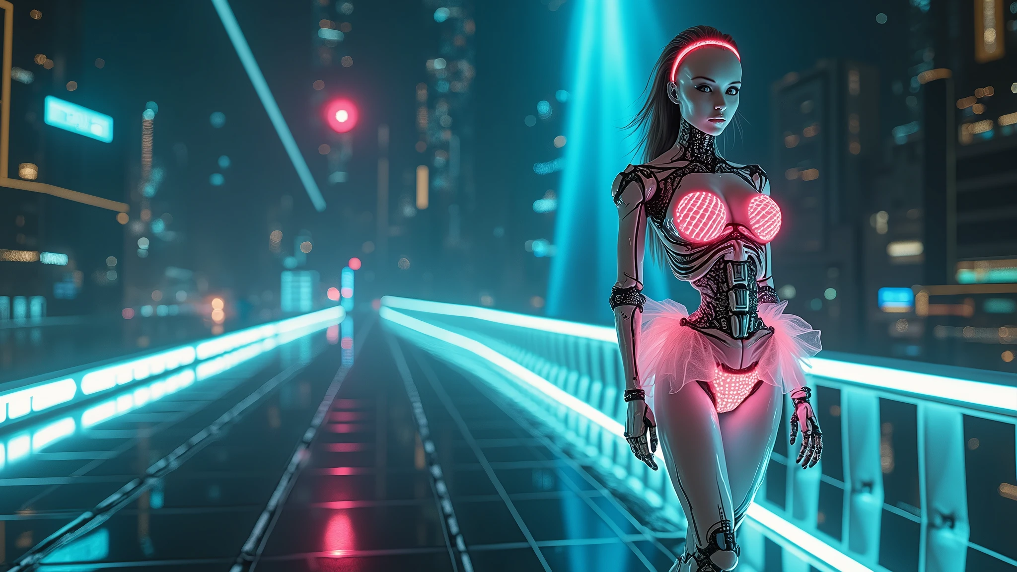 Mechanical girl,Futuristic girl,Mechanical jointuture city background