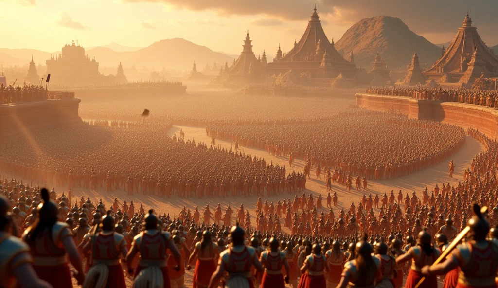 Ancient Chinese soldiers meet ancient European soldiers in the jungle,Weapon each other against each other,The atmosphere is intense,