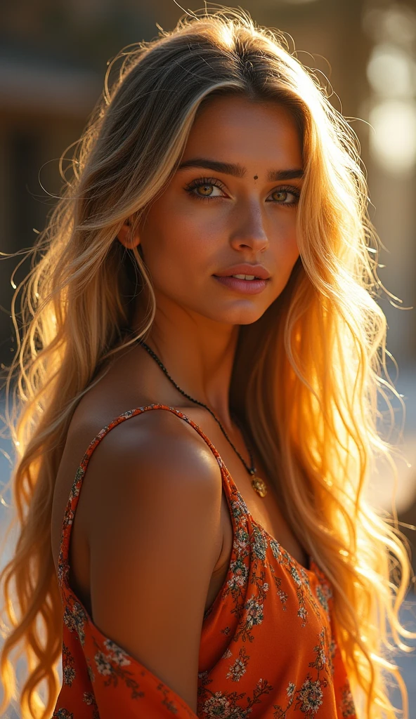 RAW photo, a 20-year-old Brazilian woman, blonde balayage, long hair, medium size breast, hour glass shaped body, (soft backlight), realistic, masterpiece, highest quality, [[chromatic aberration]],best shadow, photorealism, hyperrealism, outside in baggy clothing