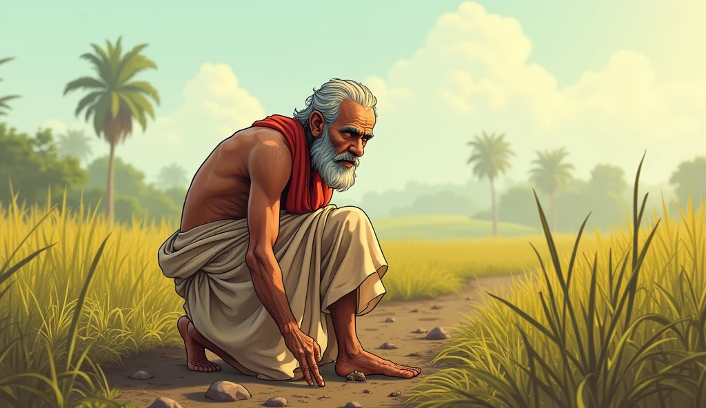 an old man (praying:1.3) Old man, wrinkled face, white hair, (facial focus:1.2), (old man with wounds cottage:1.4) under trees, looking at the sky, realistic, work of art, Highest quality, backlight, (lens flare:1.1), (bloom:1.1), (chromatic aberration:1.1), by Jeremy Lipking, by Antonio J.. Manzanedo