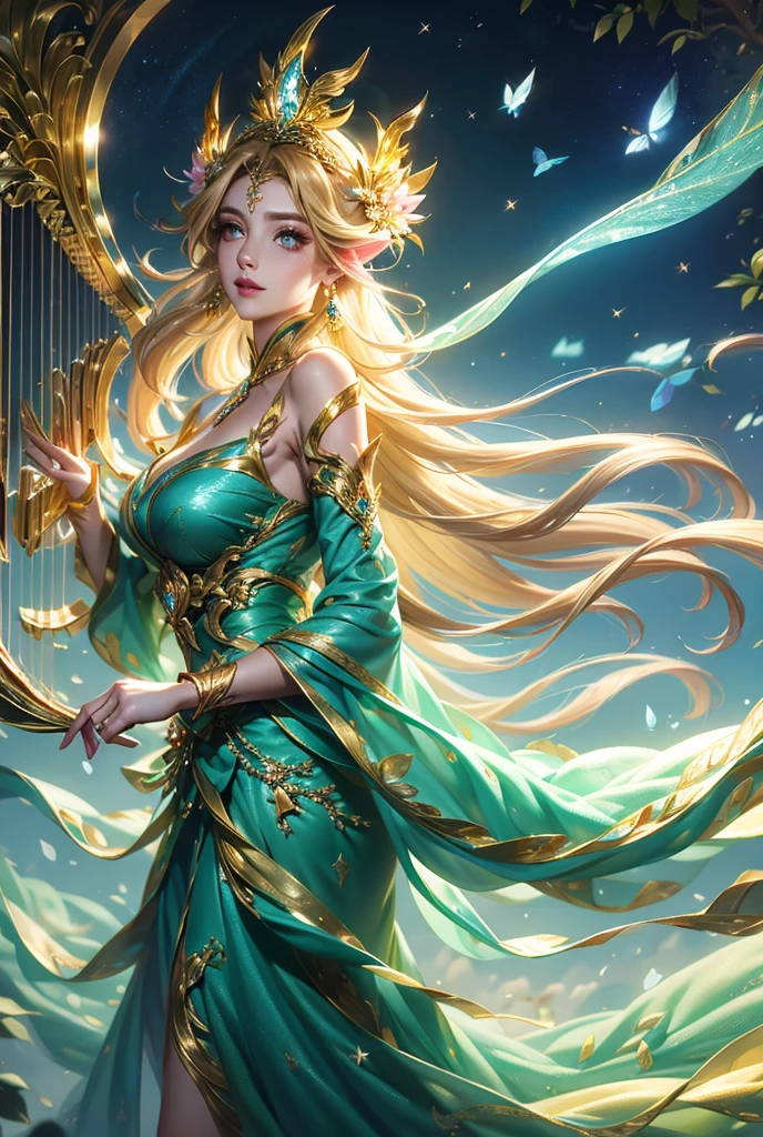 32K, 最高quality, 最高masterpiece, (ultra-Detailed Background, Detailed Background), High resolution, Super detailed, Very detailedな, One girl, (bouquet:1.3), (Tangled:1.2), (Geometric:1.2),(colorful),(masterpiece, quality, best quality, Official Art, Beautiful and beautiful:1.2), (1 girl:1.3), Very detailed,(colorful:1.1)(Flowers:1.3),Most detailed,(Tangled:1.2), whole body, (Abstract background:1.3), (Skin glows), (Many colors:1.4), ,(Earrings Jewelry:1.5), Bright yellow background,
