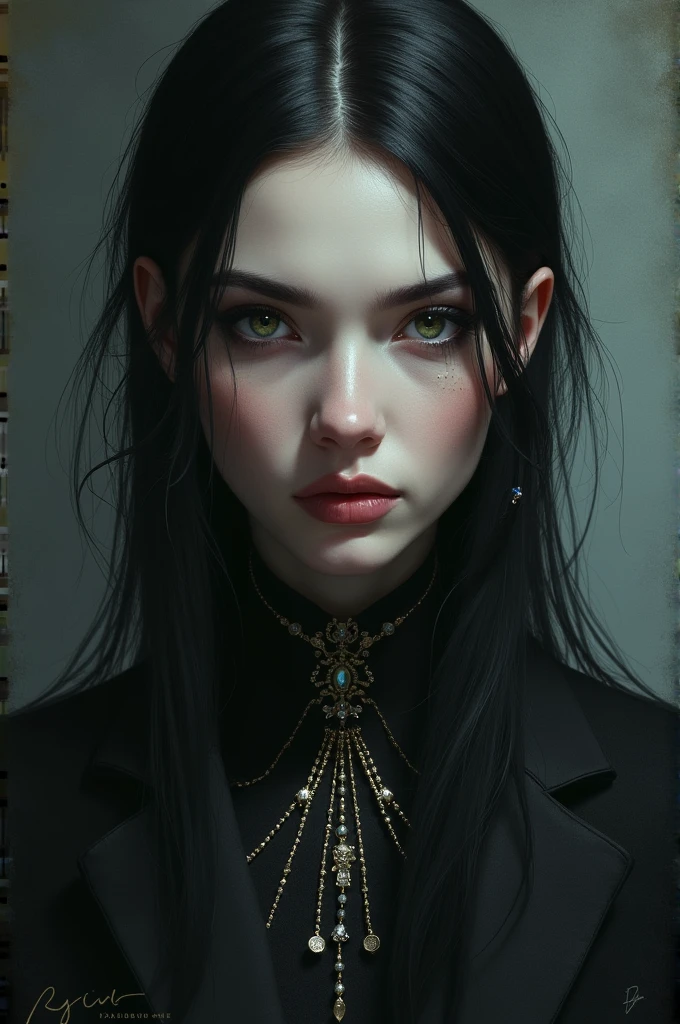 black with medium brown skin, 4a dark brown curly hair, big hair, shoulder height, freckles under the eyes and on the nose , Piercing no nariz, medium sized full lips, big dark brown eyes, Round face , Nerd/weirdcore, 24 years old
