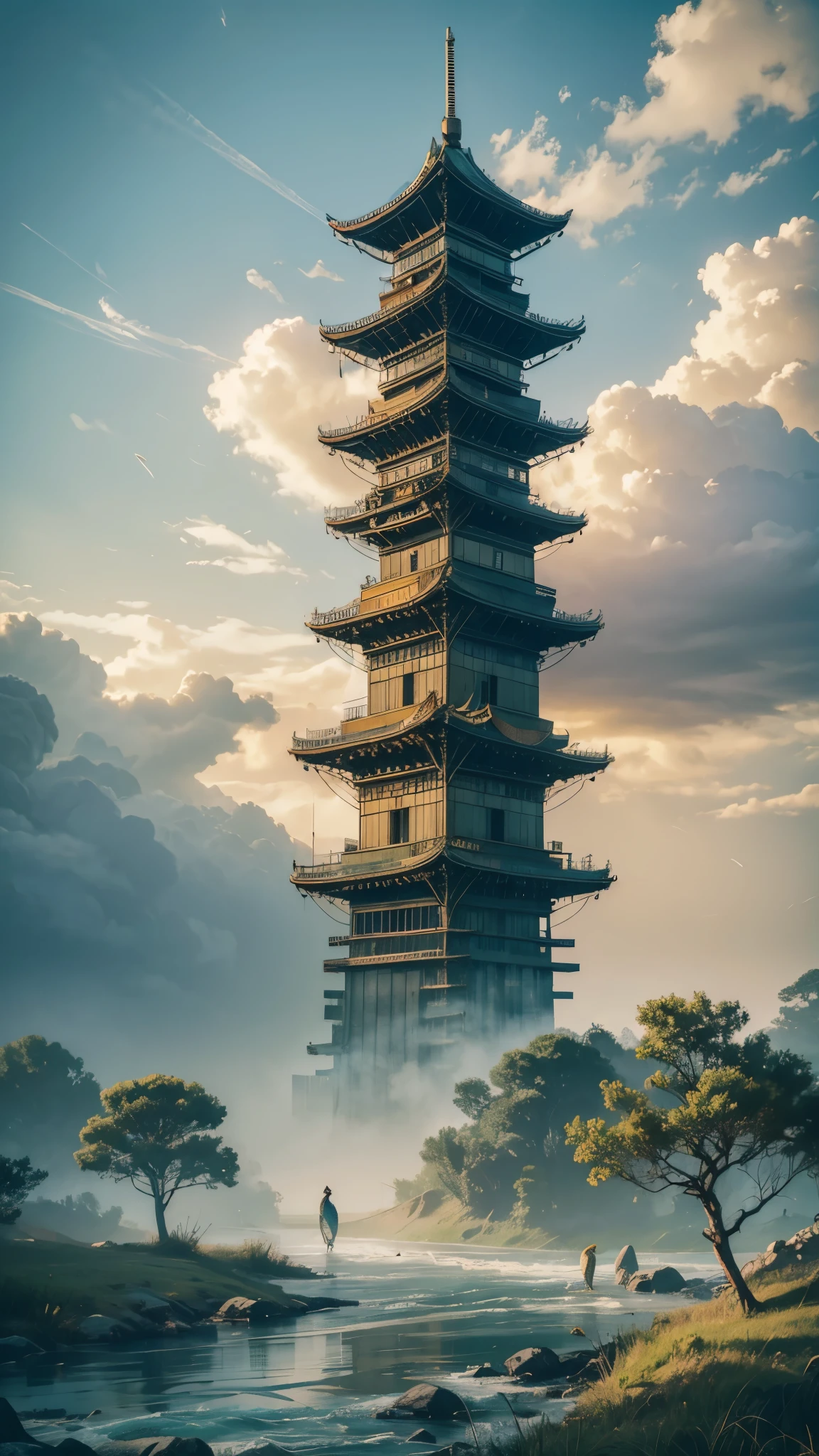 "The magnificent and towering ancient temple, the flying island among the clouds, the illusory fantasy that turns into a masterpiece at this moment, leads me to an endless wonderland."