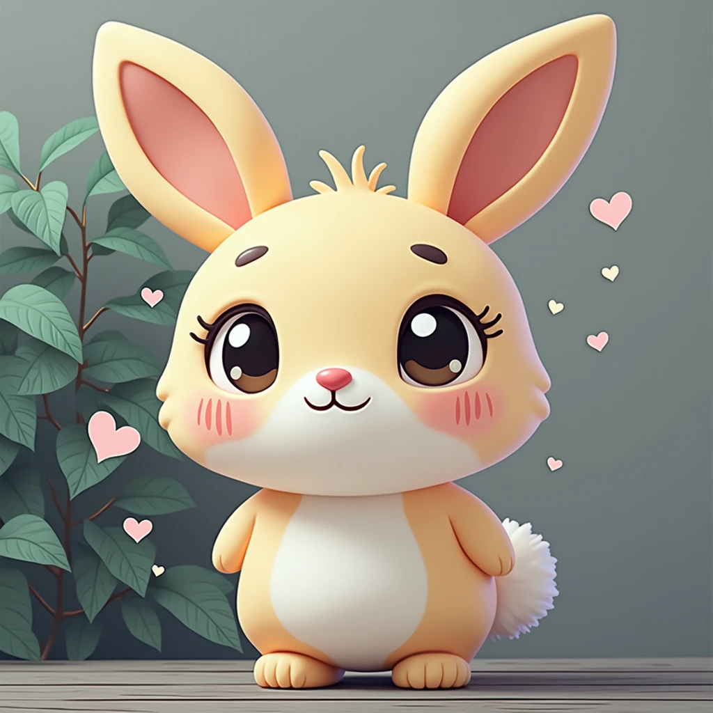 Small bunny, 2D render character, white background, cute ...