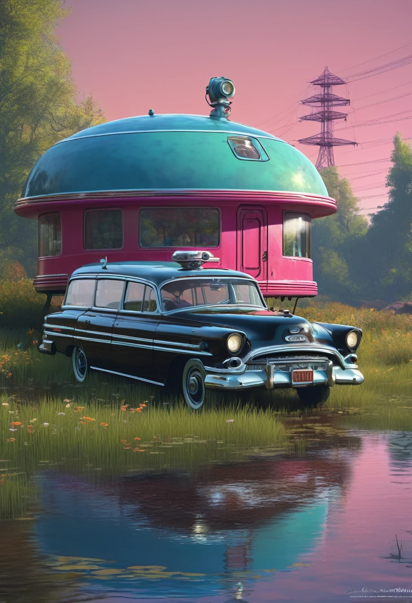 Simon Stalenhag, Lolita Goth, The Beginning,Atompunk , sculpture, sculpture, painted by Claude Monet, matte painting, highly detailed, cgsociety, hyperrealism, --no dof, --ar 16:9